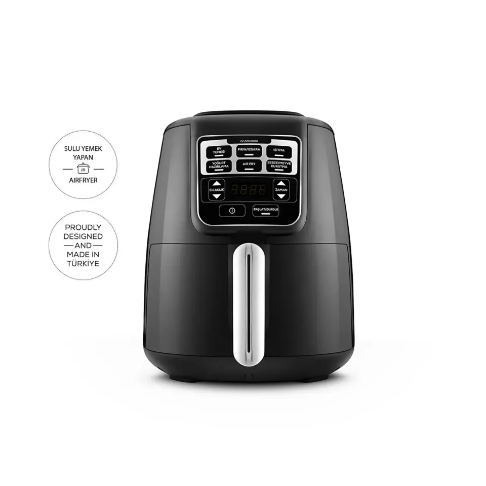 Karaca Air Pro Cook XL 2 in 1 Konuşan Airfryer Black Chrome 4L