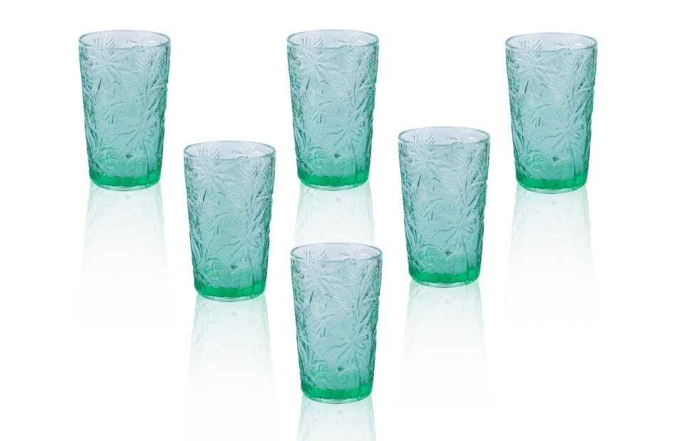 Luckyart Blossom 6 lı Su Yeşili Cam Meşrubat Seti