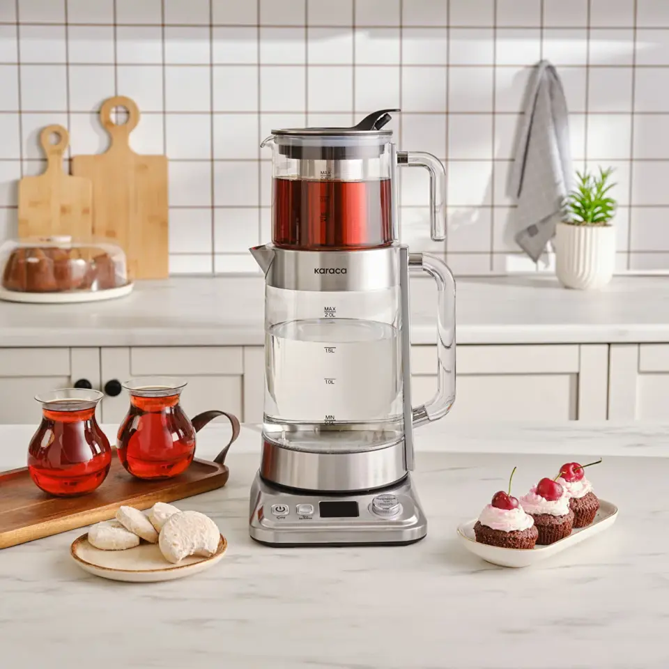 Karaca x Refika Gönlübol Xl Cam Çay Makinesi Chrome