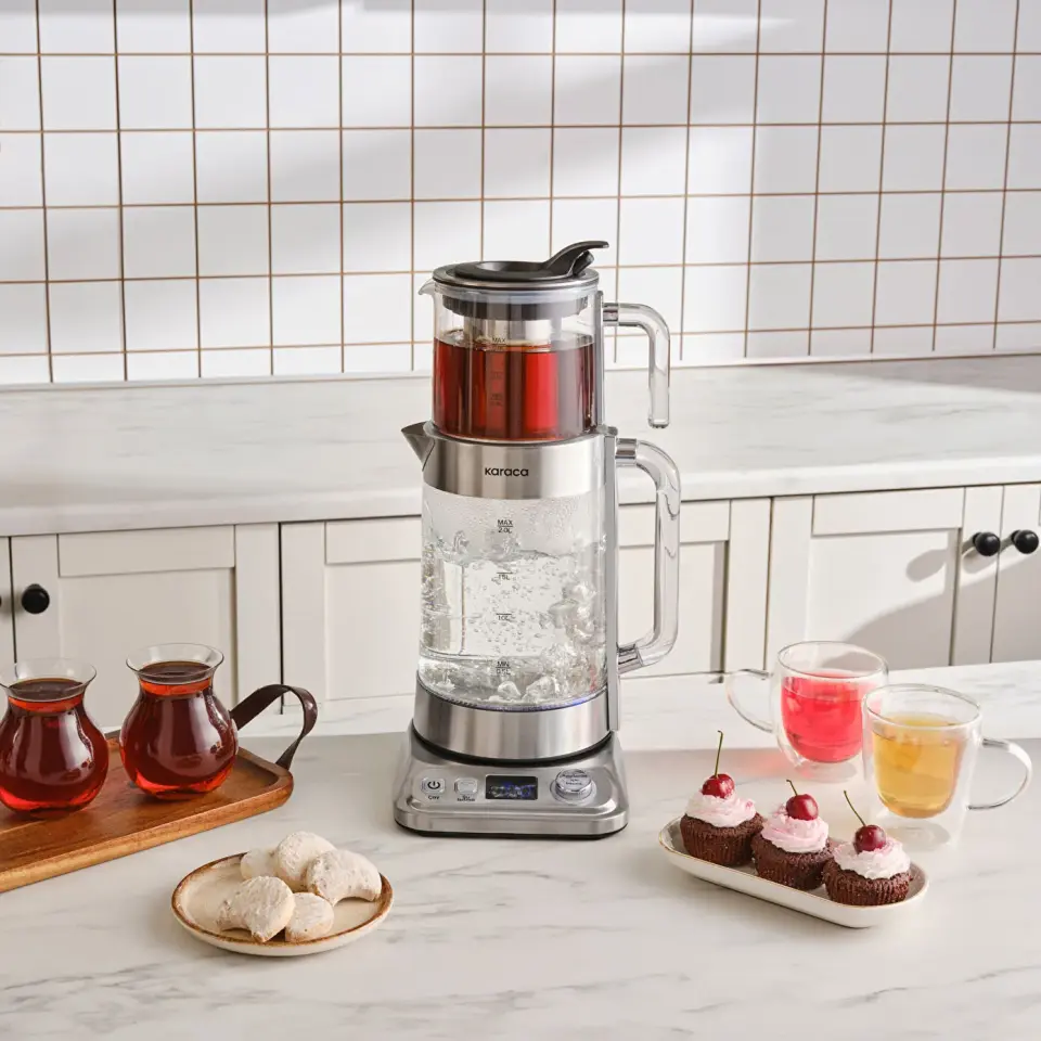 Karaca x Refika Gönlübol Xl Cam Çay Makinesi Chrome