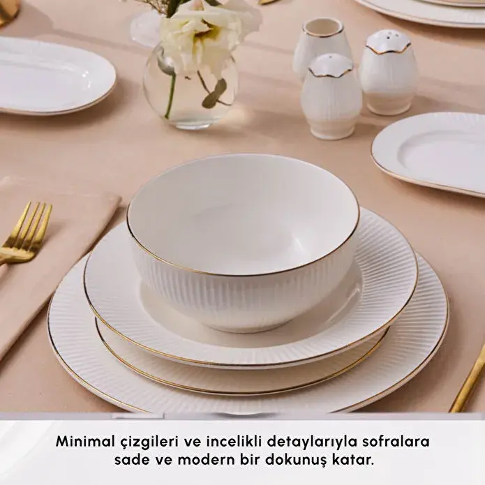 Karaca Elegance Bone Massimo 53 Parça 12 Kişilik Yemek Takımı Gold