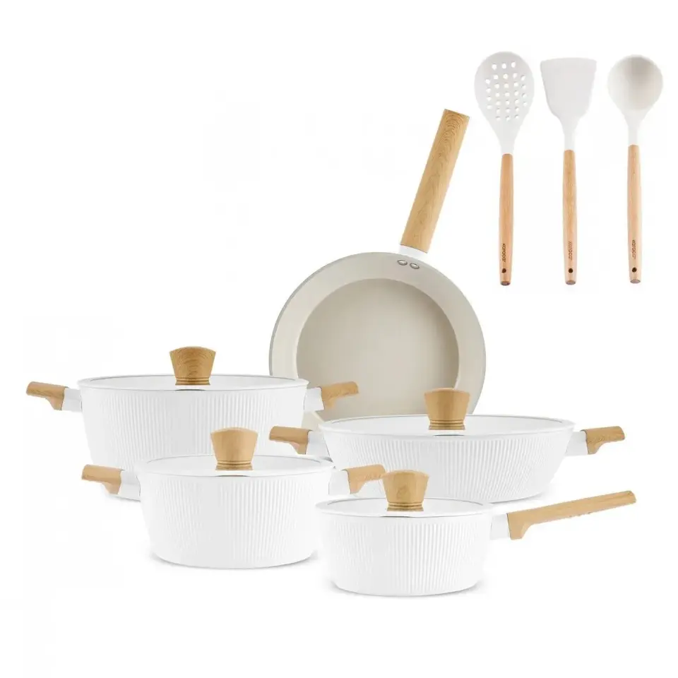 Karaca x Refika Swiss Crystal Pureline İndüksiyon Tabanlı 12 Parça Tencere Seti Almond Cream