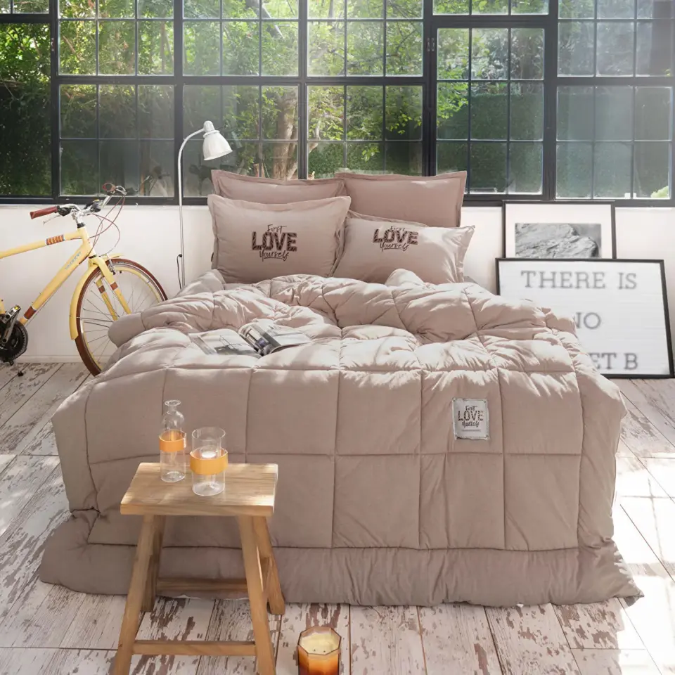 Karaca Home Motto Cotton Comfort Çift Kişilik Uyku Seti Bej