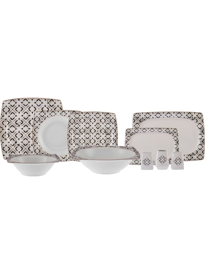 Karaca Dulcie 57 Parça 12 Kişilik New Bone Kare Yemek Takımı