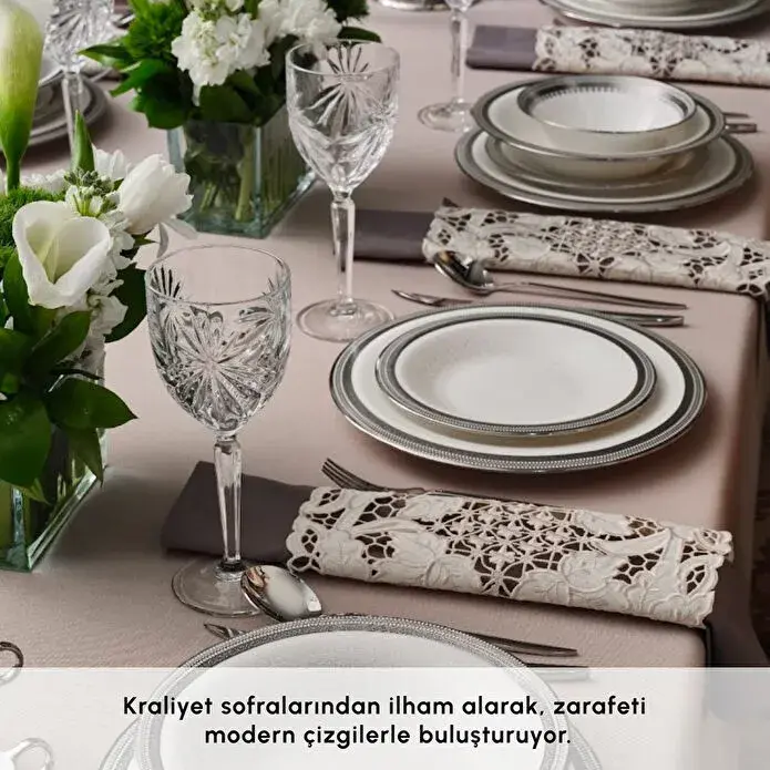 Karaca Royal Bone Kate 55 Parça 12 Kişilik Yemek Takımı Platin