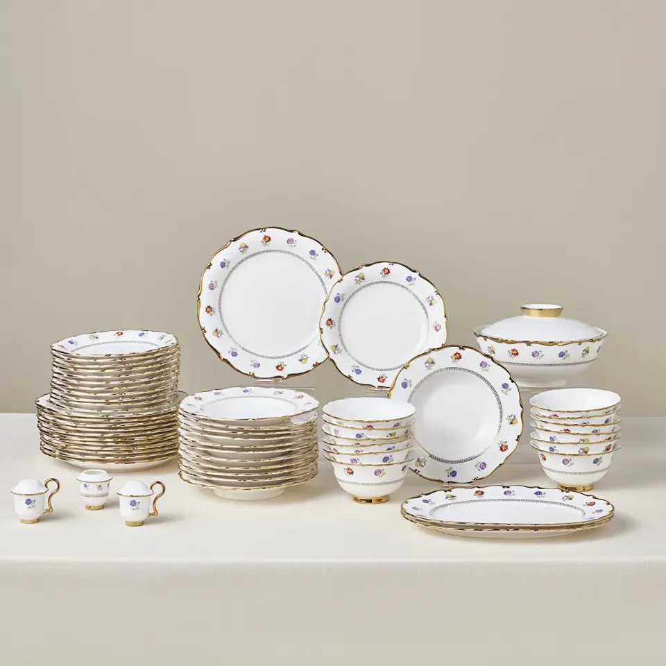 Karaca Royal Bone Diana 55 Parça 12 Kişilik Yemek Takımı Gold