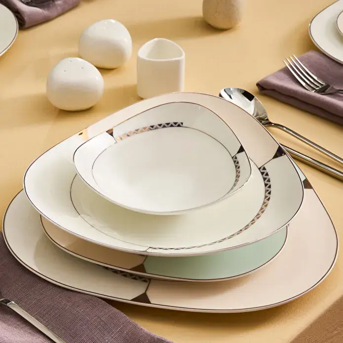 Karaca Fine Pearl Extra Abraca 62 Parça 12 Kişilik Yemek Takımı Gold