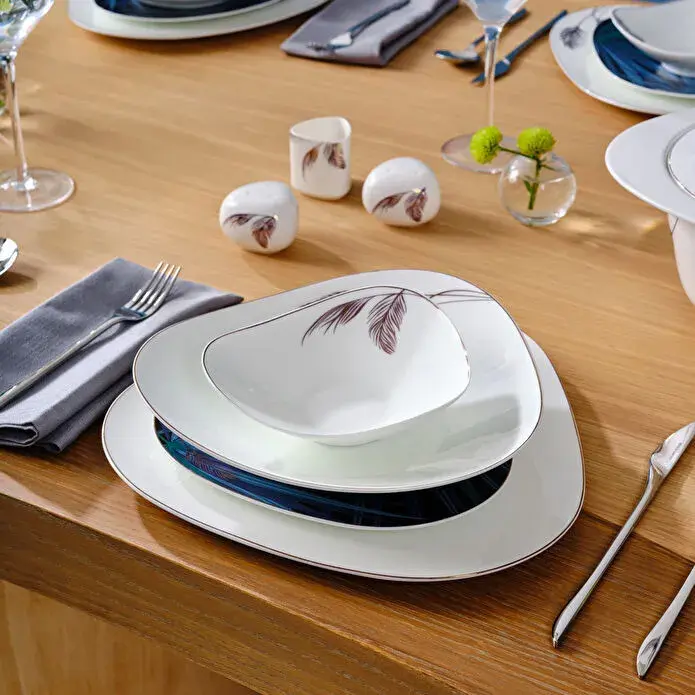 Karaca Fine Pearl Extra Selva 62 Parça 12 Kişilik Yemek Takımı Renkli