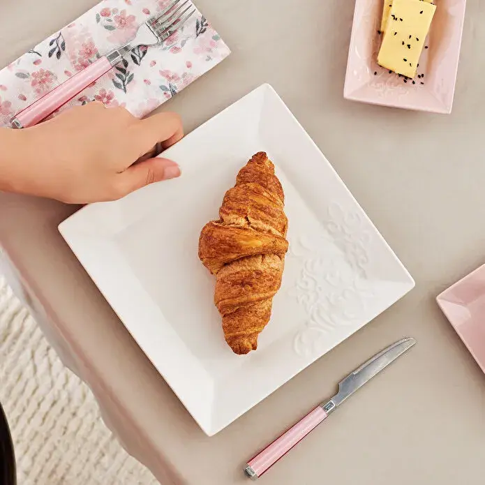 Karaca Forever Bone Trend Emboss Porselen 32 Parça 6 Kişilik Kahvaltı Takımı Pink