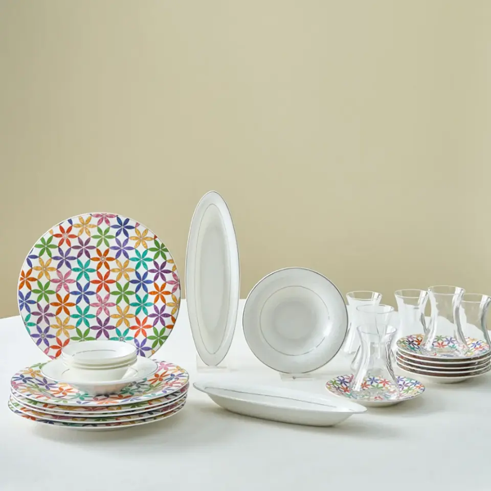 Karaca Fine Pearl Confetti 26 Parça 6 Kişilik Kahvaltı Takımı Gold