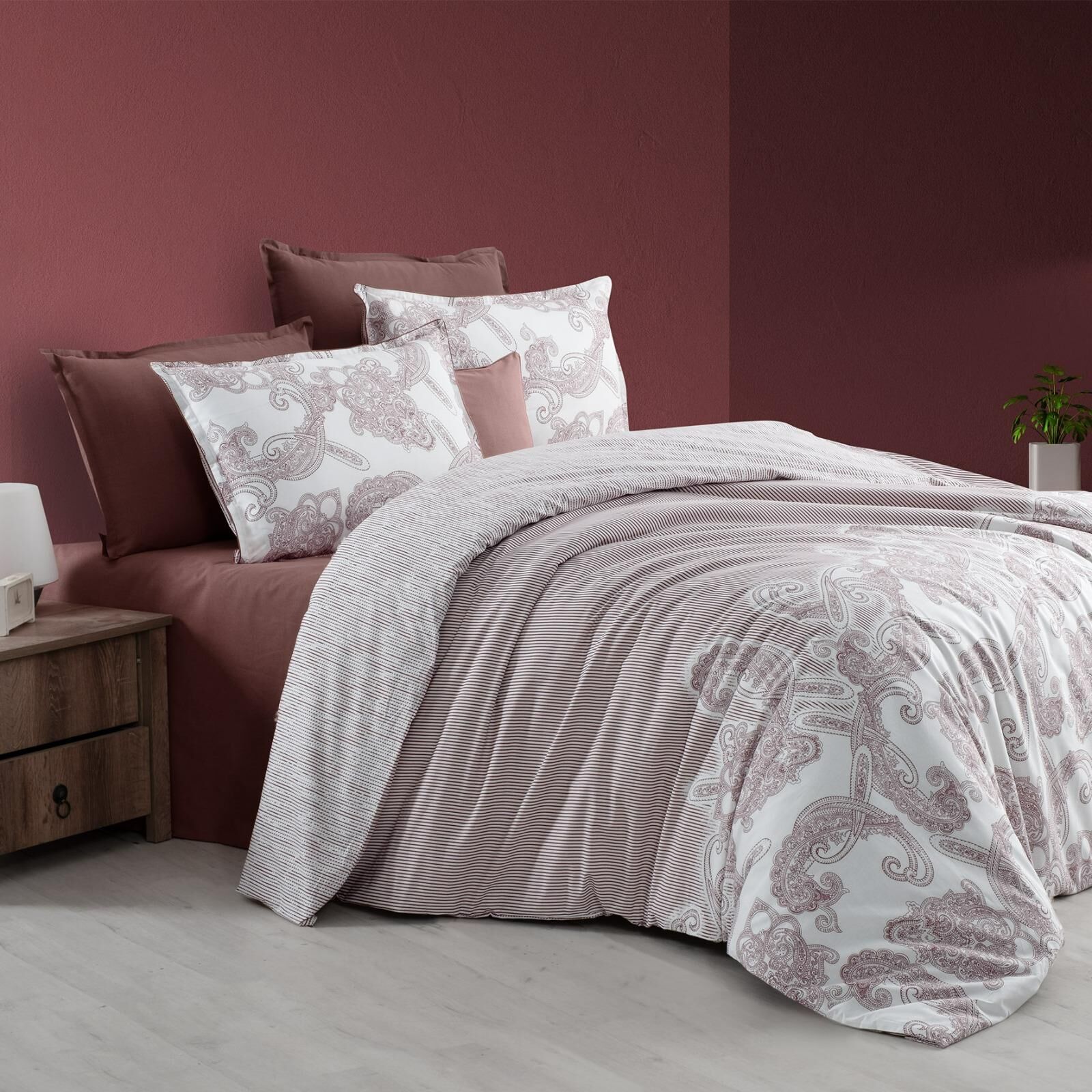 Sarev Bazaar Patrıca Bordo Nevresim Takımı Çift Kişilik