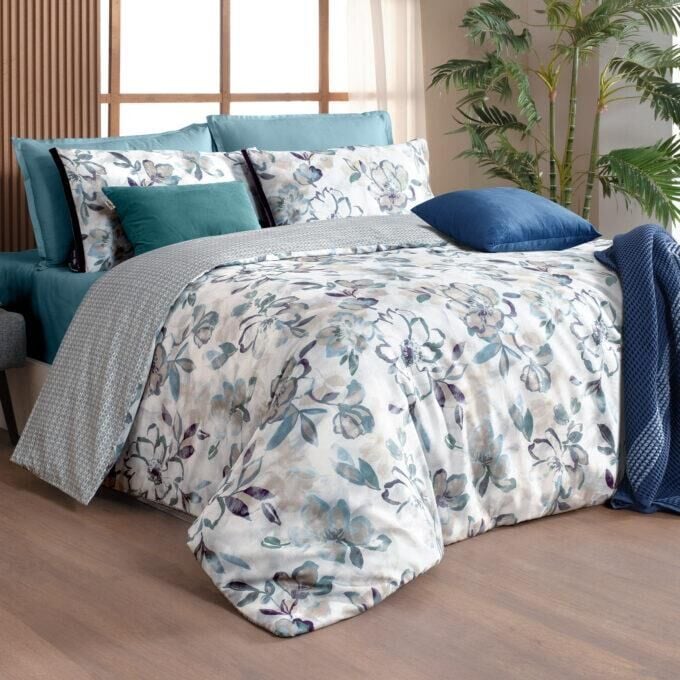 Sarev Uliana Çift Kişilik %100 Pamuk Saten ''300 TC'' Nevresim Takımı Yeşil