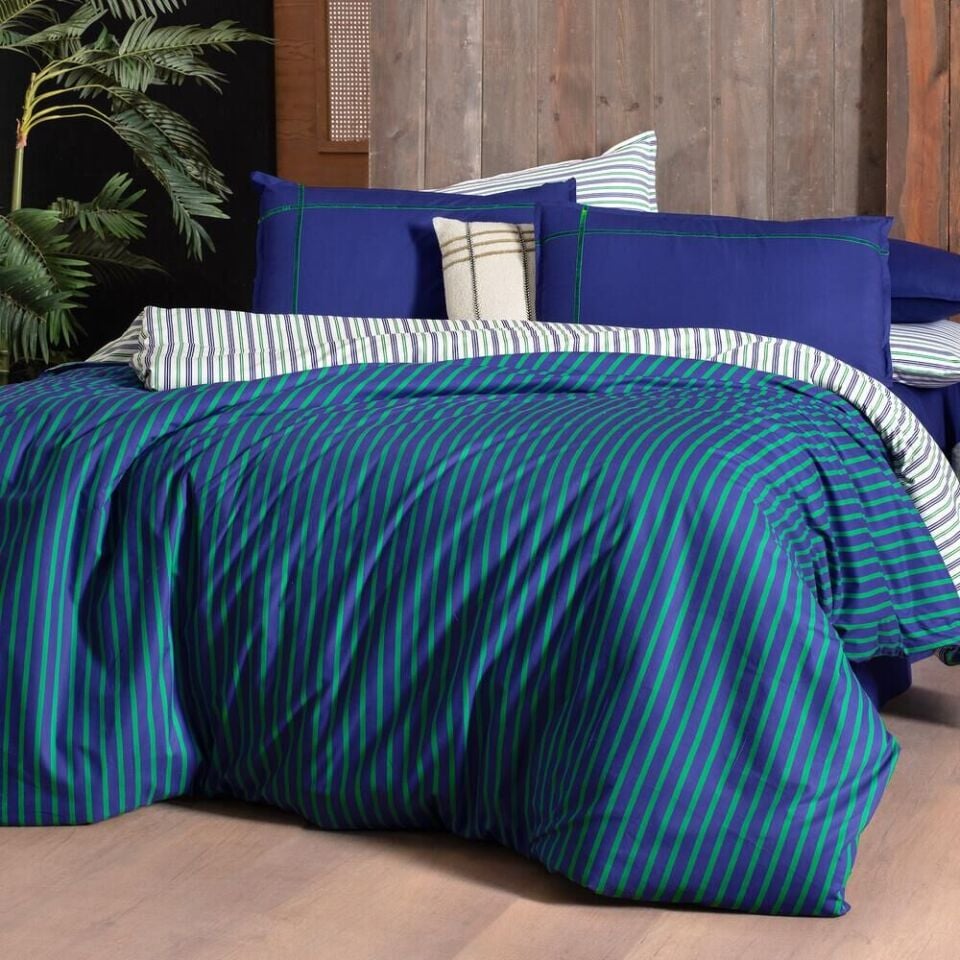 Sarev Dalen Fancy Nevresim Takımı Çift Kişilik 2 Yastık-Lacivert