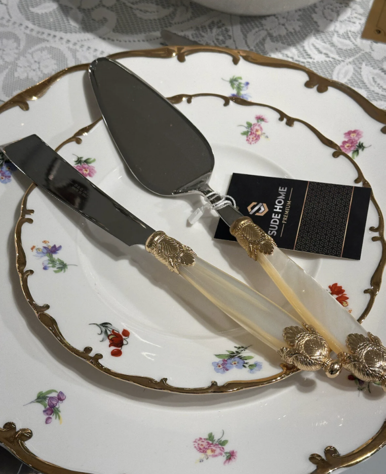 Domus Design İthal SİENA 2 PARÇA KEK SERVİS Seti GOLD