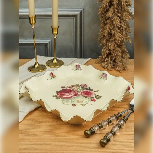 RoyKing Rose Kare Sunum Tabak 31 CM