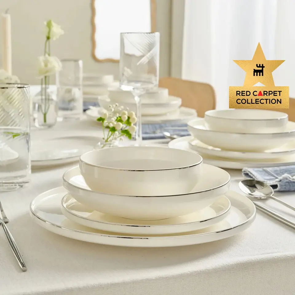 Karaca Red Carpet Collection Stream Bone Merope 53 Parça 12 Kişilik Yemek Takımı Platin
