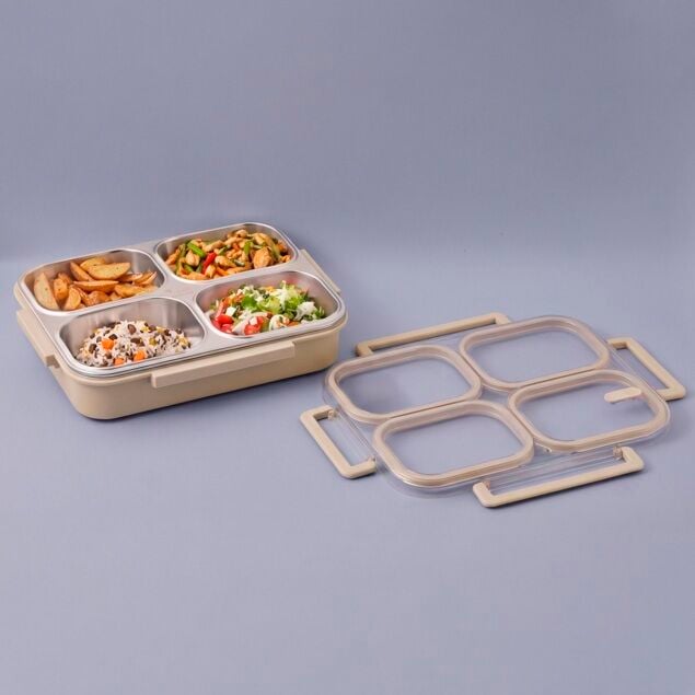 Aryıldız Bento Lunch Box 4 Bölmeli Beige