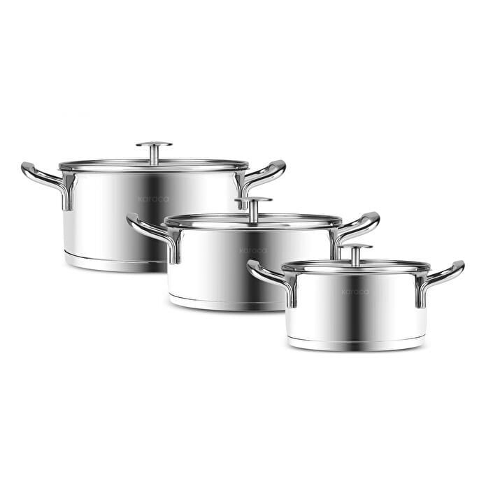 Karaca Vapor New İndüksiyon Tabanlı 6 Parça Çelik Tencere Seti