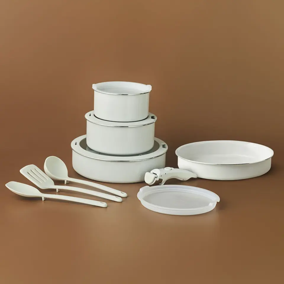 Karaca X Refika Swiss Crystal Easy Clip İndüksiyon Tabanlı 12 Parça Tencere Seti Pure White