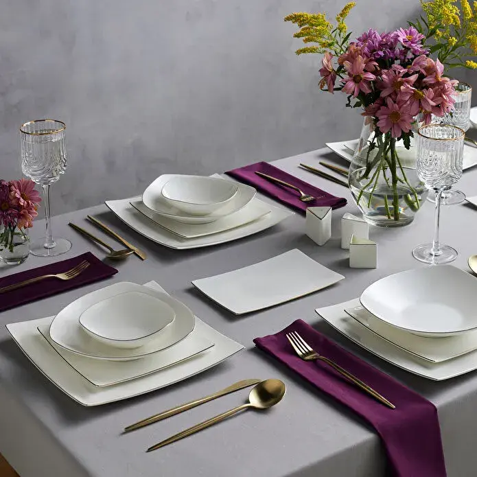 Karaca Stream Bone Jüpiter 53 Parça 12 Kişilik Yemek Takımı Gold